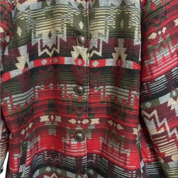 Coldwater Creek Aztec Western Jacket Women's 18W Red Wool Blend Button Front - Picture 4 of 10